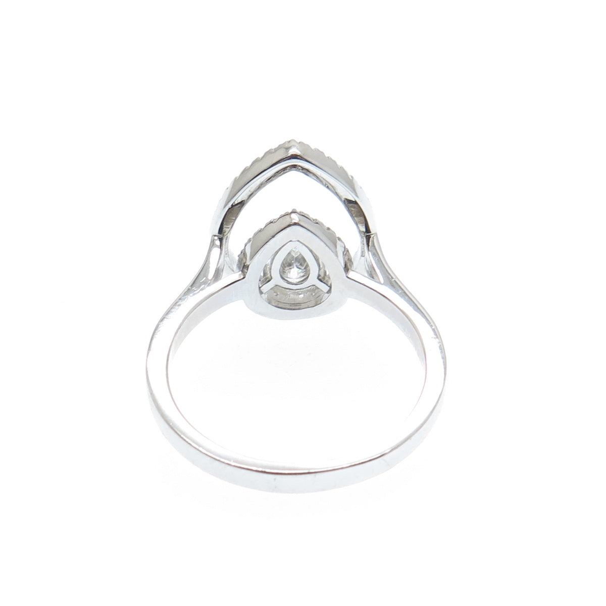 925 Sterling Silver Pear & Round-Cut C Z Teardrop Promise Ring Size 8