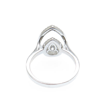 925 Sterling Silver Pear & Round-Cut C Z Teardrop Promise Ring Size 8