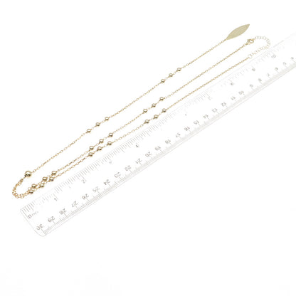 925 Sterling Silver Gold Plated Ball Beaded Cable Chain Lariat Necklace 20-22"