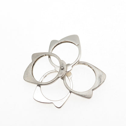 925 Sterling Silver Vintage Round-Cut C Z Modernist 4-Row Folding Ring Size 8.25