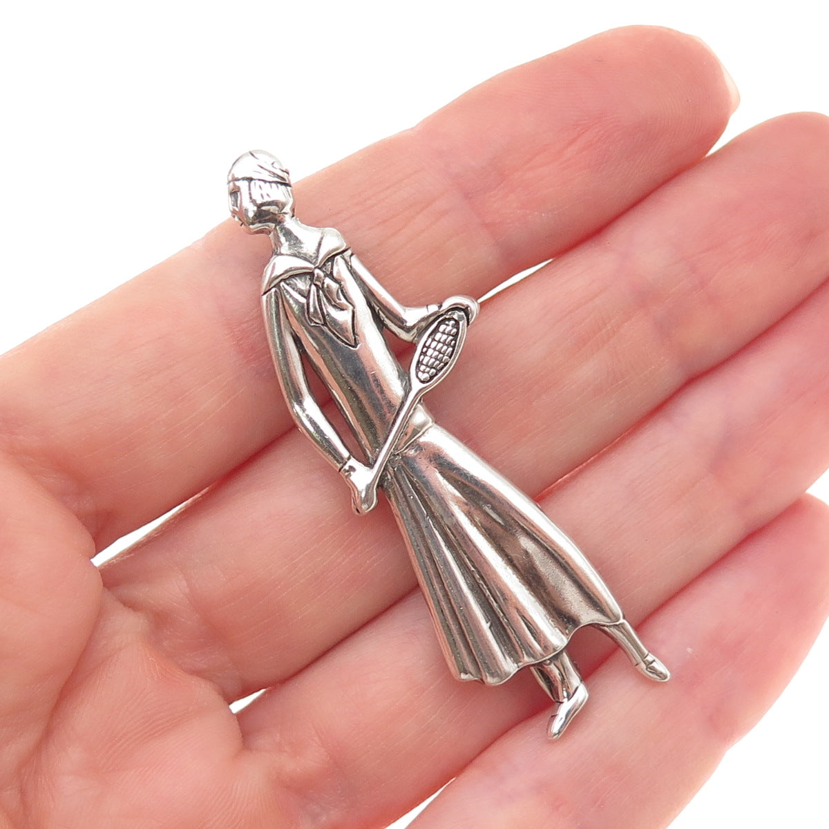 MFA Museum of Fine Arts 925 Sterling Silver Vintage Female Tennis Player Brooch