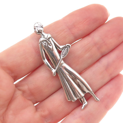 MFA Museum of Fine Arts 925 Sterling Silver Vintage Female Tennis Player Brooch