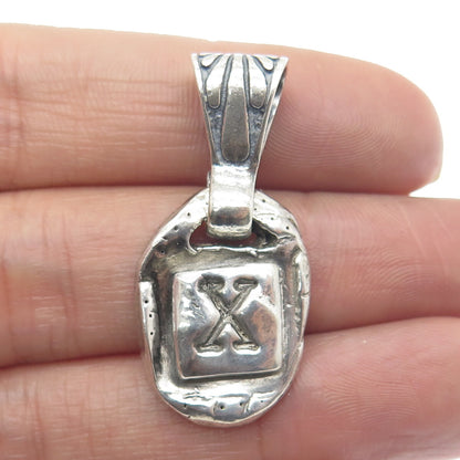 M.T. DESIGNS 925 Sterling Silver Vintage Letter "X" Initial Amulet Pendant