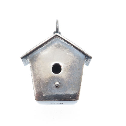 BROWN COUNTY SILVER CO. 925 Sterling Vintage Bird House 3D Pendant