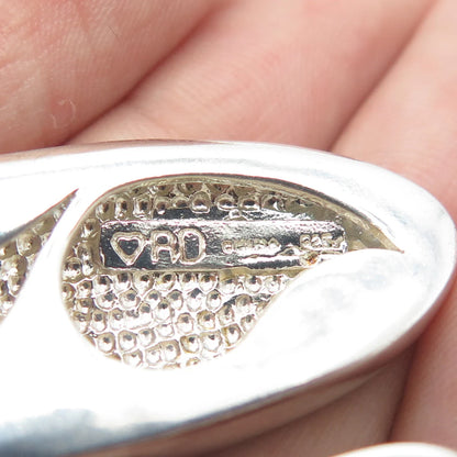 925 Sterling Silver Vintage Double Teardrop Modernist Pendant
