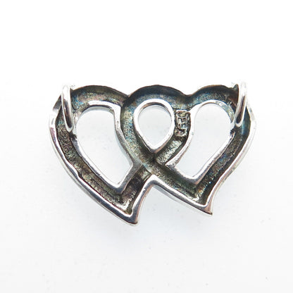925 Sterling Silver Vintage Loving Hearts Centerpiece Slide Pendant