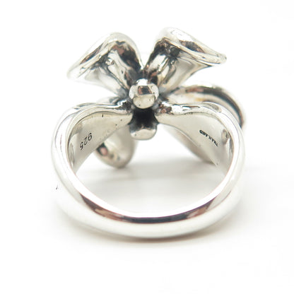 925 Sterling Silver Ann King Real Pearl Floral Blossom Ring Size 6
