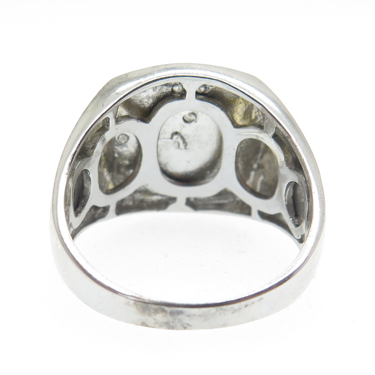 925 Sterling Silver Real Round-Cut Diamond Eagle Signet Ring Size 10.25