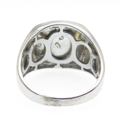 925 Sterling Silver Real Round-Cut Diamond Eagle Signet Ring Size 10.25
