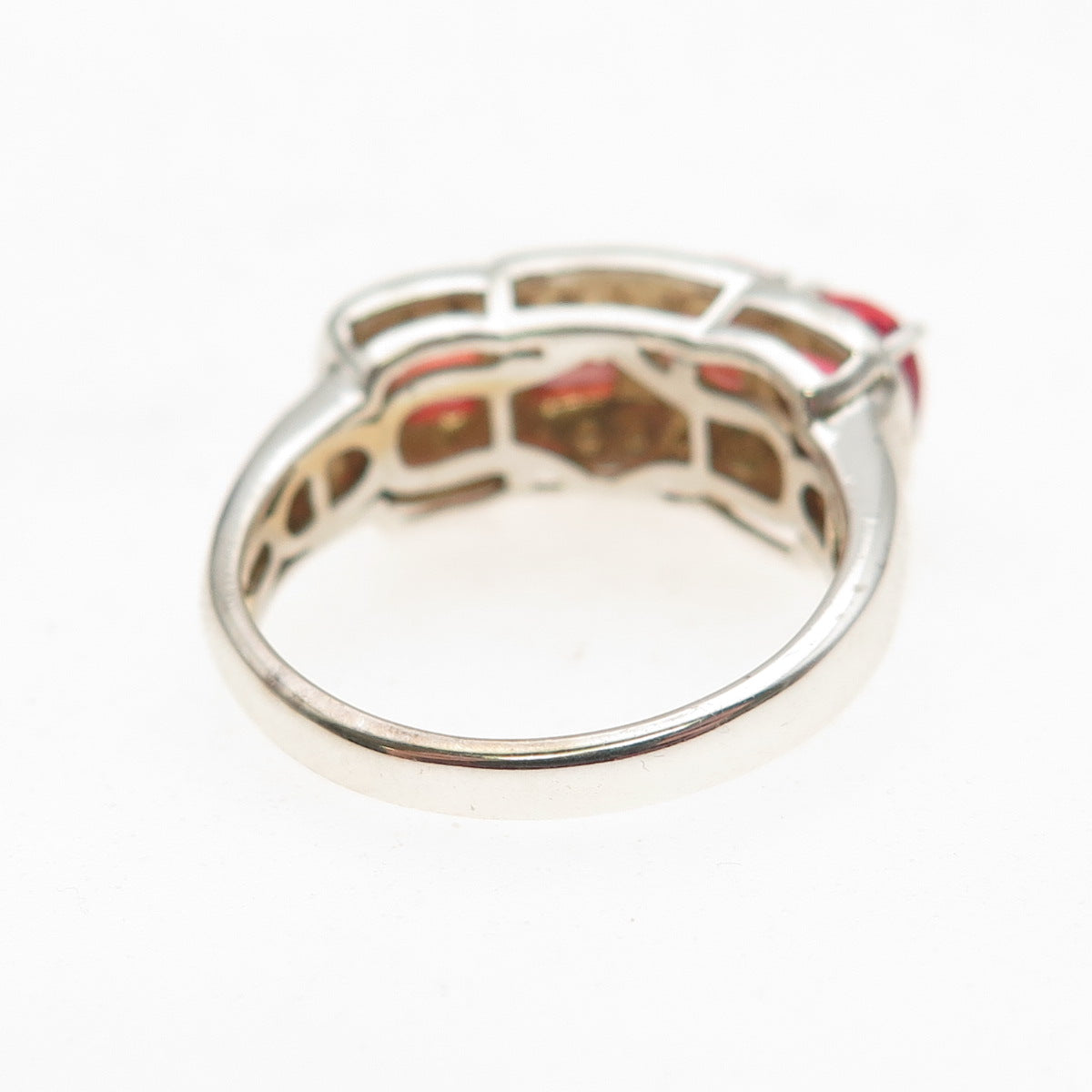 925 Sterling Silver Real Fire Topaz & C Z Ring Size 7