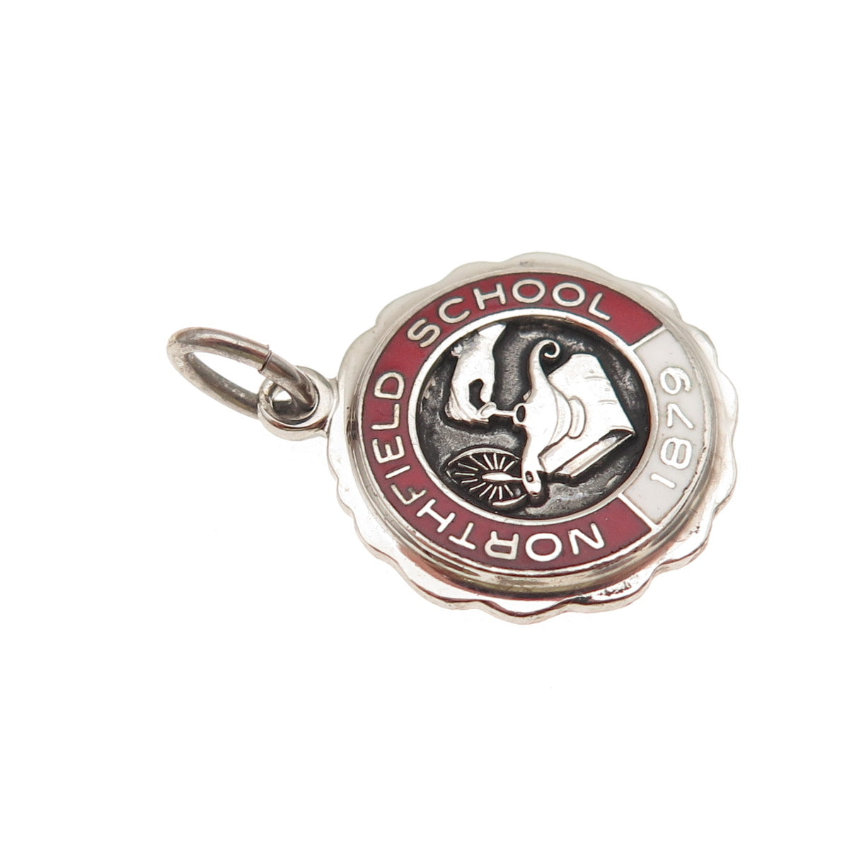 College Seal & Crest 925 Sterling Vintage Enamel Northfield School Mini Pendant