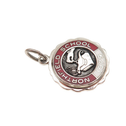 College Seal & Crest 925 Sterling Vintage Enamel Northfield School Mini Pendant