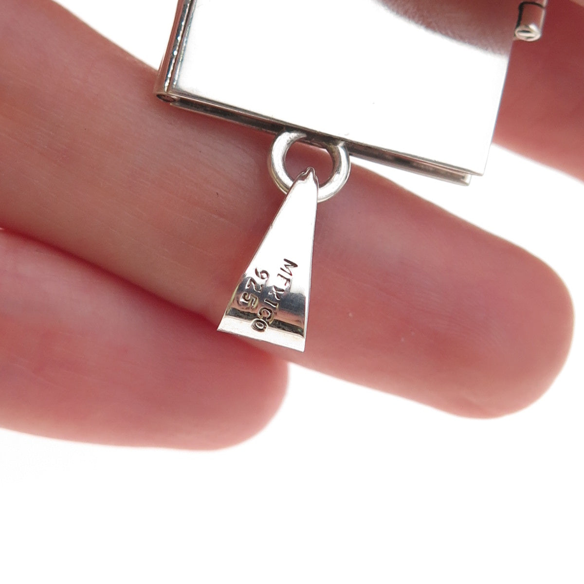 925 Sterling Silver Vintage Mexico Heart Locket Charm Pendant