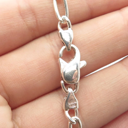 925 Sterling Silver Vintage ID Figaro Link Bracelet 7"