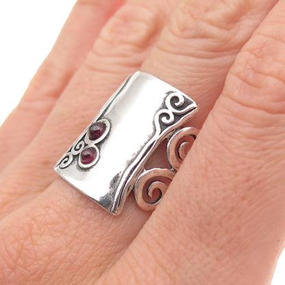 925 Sterling Vintage AS Israel Real Tourmaline Modernist Oxidized Ring Size 9