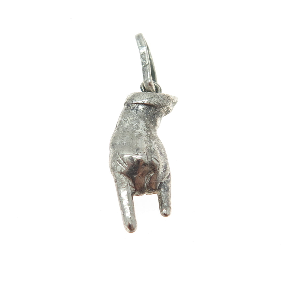 925 Sterling Silver Vintage Rock Hand 3D Pendant