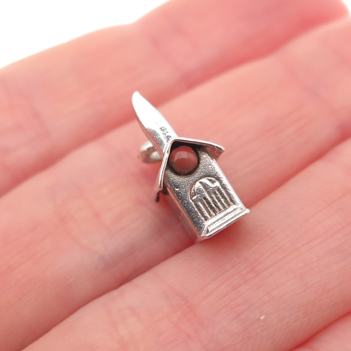 925 Sterling Silver Antique Art Deco Stanhope Church Prayer 3D Mini Pendant