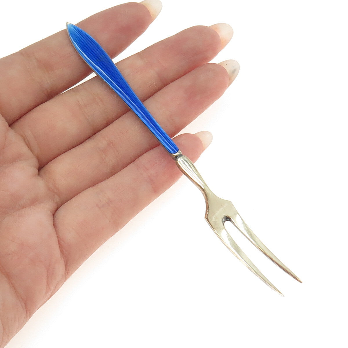 OTTAR HVAL 925S Sterling Silver Gold Plated Vintage Norway Enamel Lemon Fork