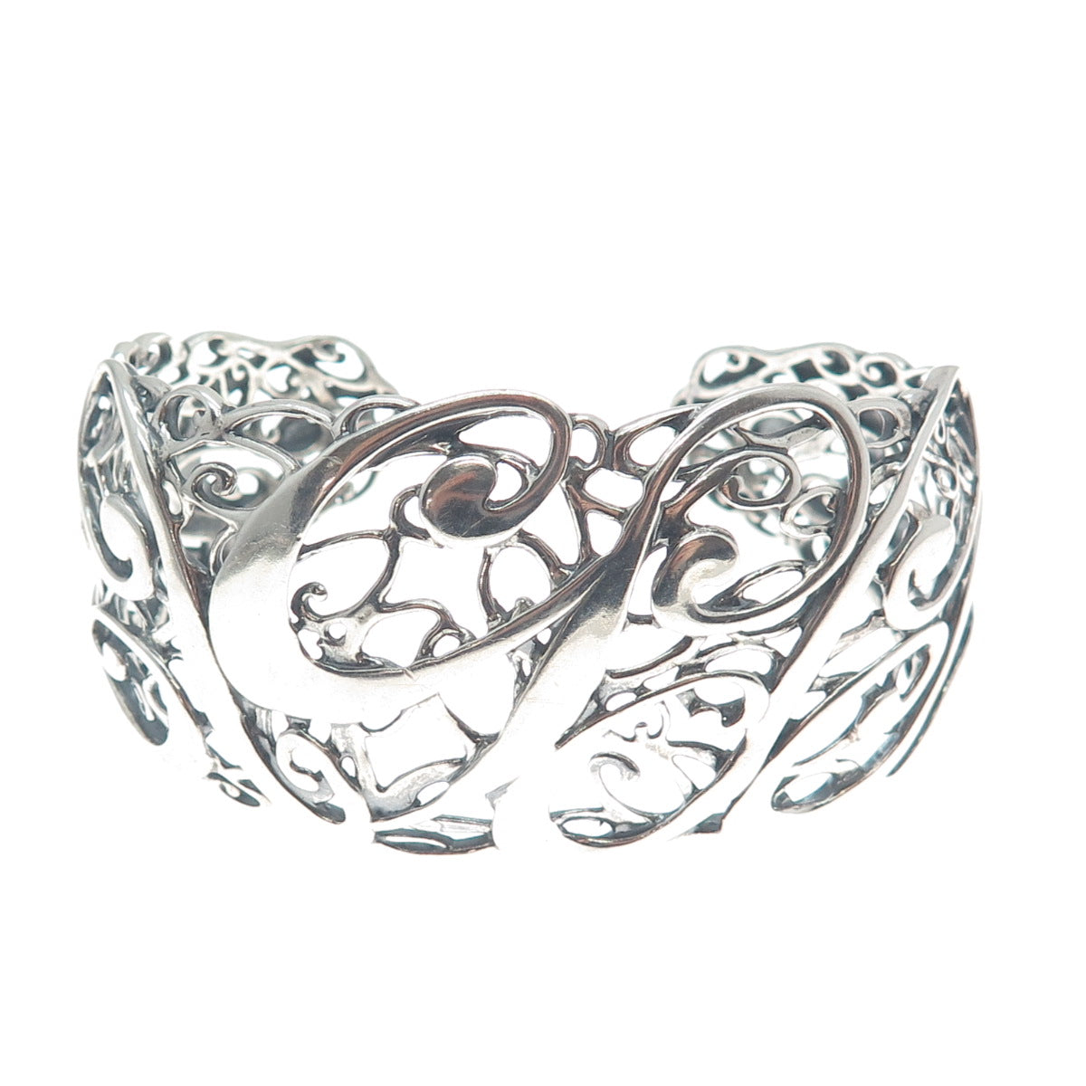 CAROLYN POLLACK Sterling Silver Vintage Swirl Modernist Adjustable Bracelet 6.5"