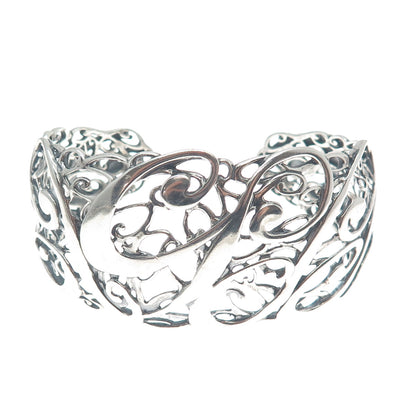 CAROLYN POLLACK Sterling Silver Vintage Swirl Modernist Adjustable Bracelet 6.5"