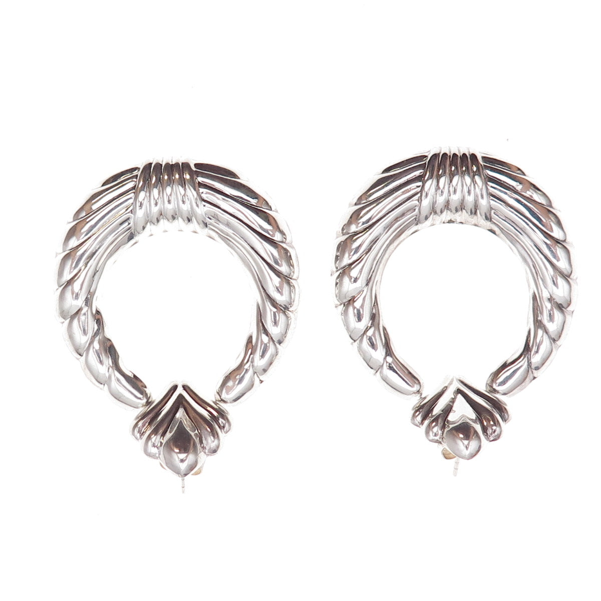 Chapal Zenray 925 Sterling Silver Vintage Door-Knocker Oxidized Dangle Earrings