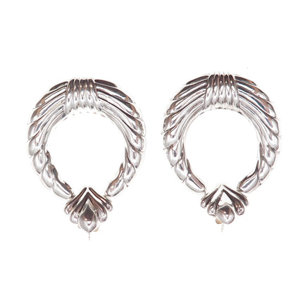 Chapal Zenray 925 Sterling Silver Vintage Door-Knocker Oxidized Dangle Earrings