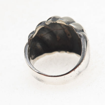 925 Sterling Silver Vintage Modernist Oxidized Dome Ring Size 9.25