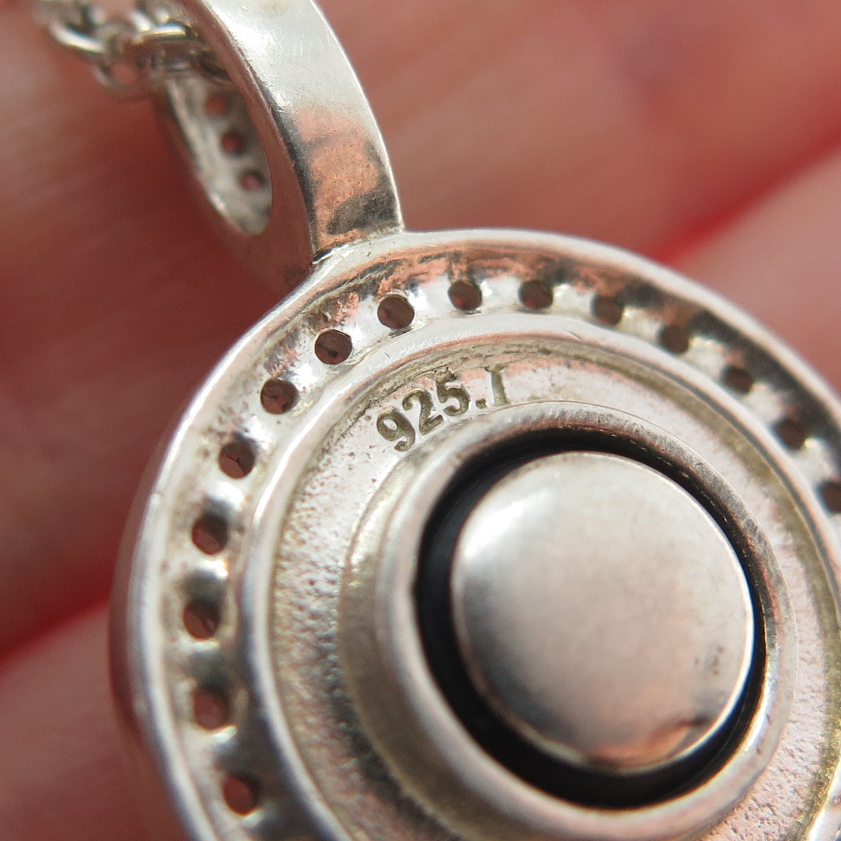 925 Sterling Silver Real Black Onyx & C Z Interchangeable Disc Necklace 16-18"