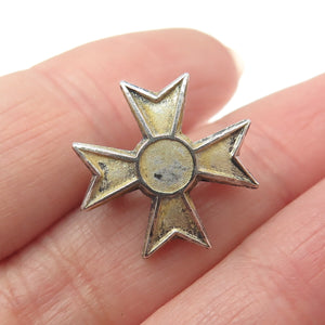 R. BLACKINTON Sterling Silver 2-Tone Antique Art Deco Maltese Cross Pin Brooch