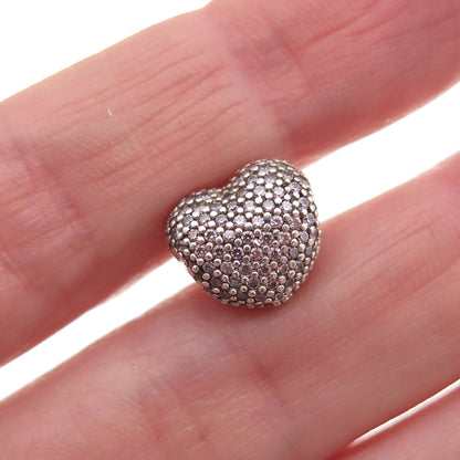 Pandora 925 Sterling Silver Pink C Z Heart Clip Charm