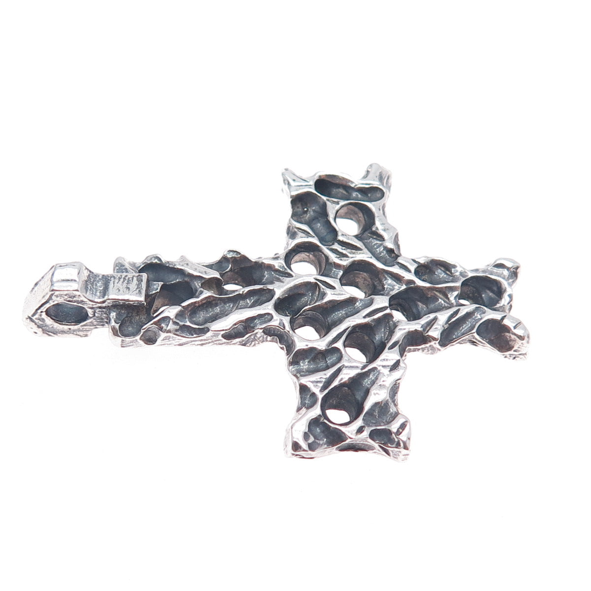 925 Sterling Silver Vintage Modernist Cross Oxidized Charm Pendant