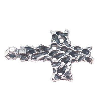 925 Sterling Silver Vintage Modernist Cross Oxidized Charm Pendant