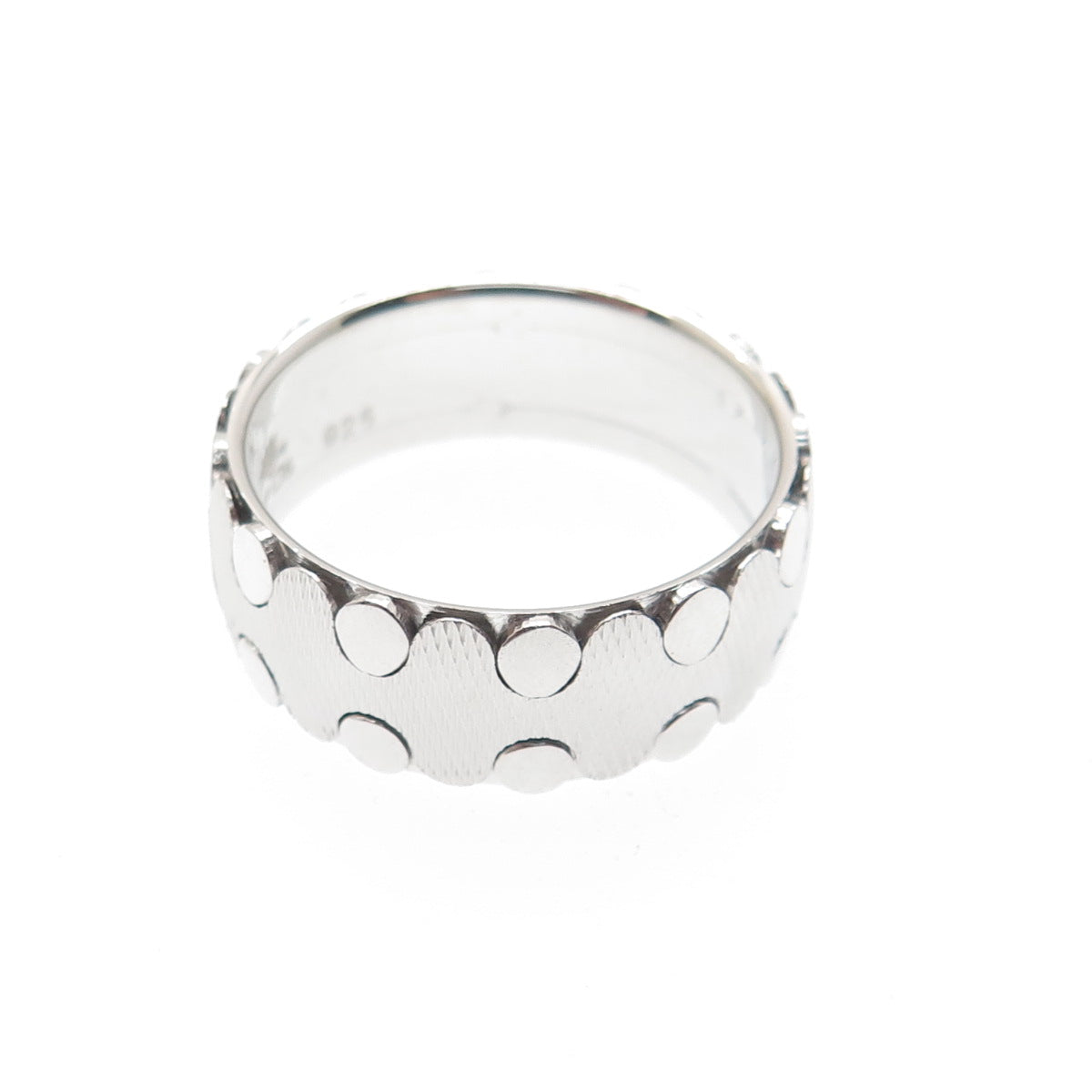 NEOS 925 Sterling Silver Textured Dotted Zig-Zag Band Ring Size 10.25