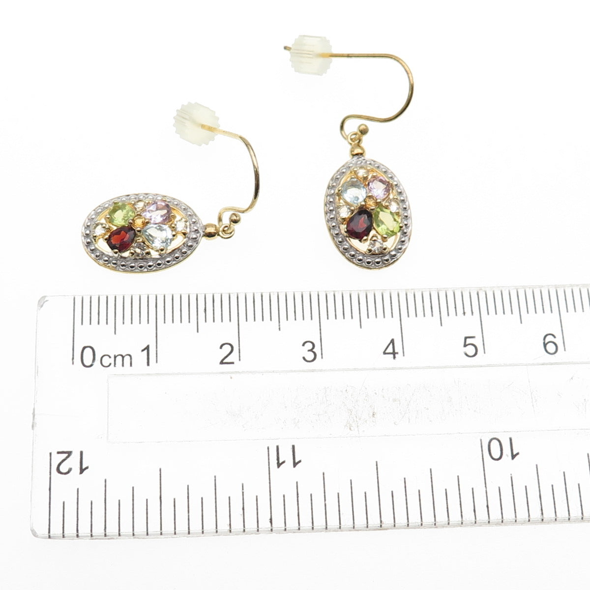 DEE BERKLE Sterling Silver Gold Plated Topaz Amethyst Garnet & Peridot Earrings