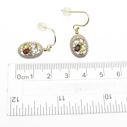 DEE BERKLE Sterling Silver Gold Plated Topaz Amethyst Garnet & Peridot Earrings