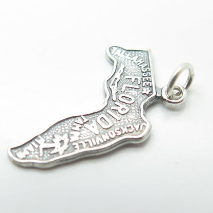 925 Sterling Silver Vintage Florida State Map Charm Pendant