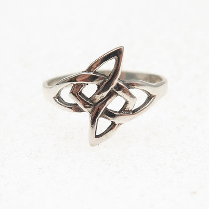 925 Sterling Silver Vintage Celtic Knot Oxidized Ring Size 6.75