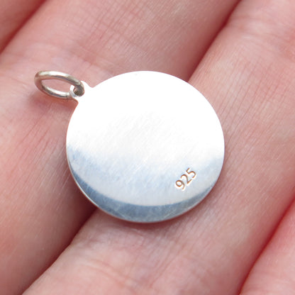 925 Sterling Silver Enamel California State Map Round Minimalist Charm Pendant