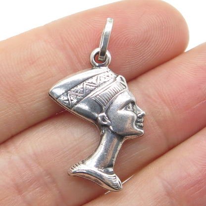 925 Sterling Silver Vintage Italy Nefertiti Egyptian Pharaoh Charm Pendant