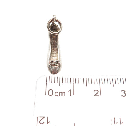 925 Sterling Silver Vintage High Heel Oxidized 3D Mini Charm Pendant