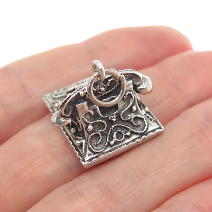 DANECRAFT Sterling Silver Antique Rotary Dial Retro Phone Minimalist 3D Pendant