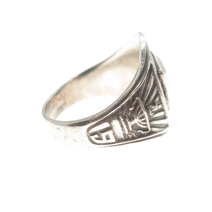 REED & CO NYC 925 Sterling Vintage 1973 Enamel JHS Shallow School Ring Size 8.5
