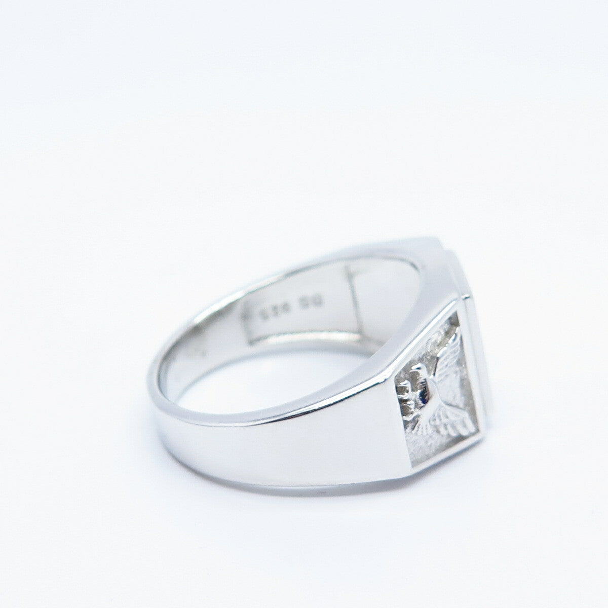925 Sterling Silver Pave C Z Signet Ring Size 10.75