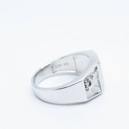 925 Sterling Silver Pave C Z Signet Ring Size 10.75