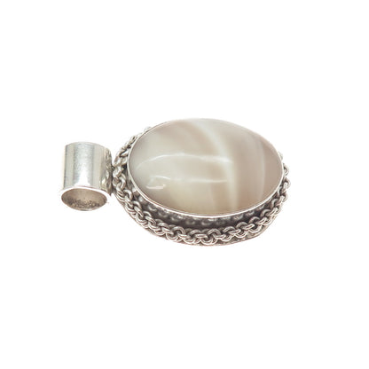 925 Sterling Silver Vintage Mexico Real Mother-of-Pearl Charm Pendant