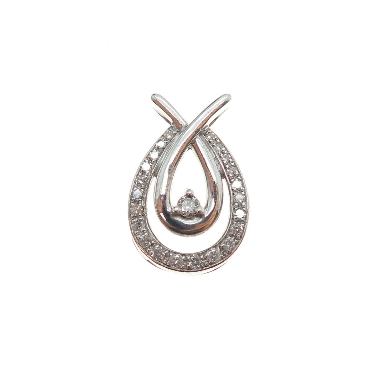 KENDRA SCOTT 925 Sterling Silver Real Round-Cut Diamond Mini Slide Pendant
