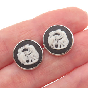 Josiah Wedgwood 925 Sterling Vintage 1979 Birmingham Jasperware Cameo Earrings