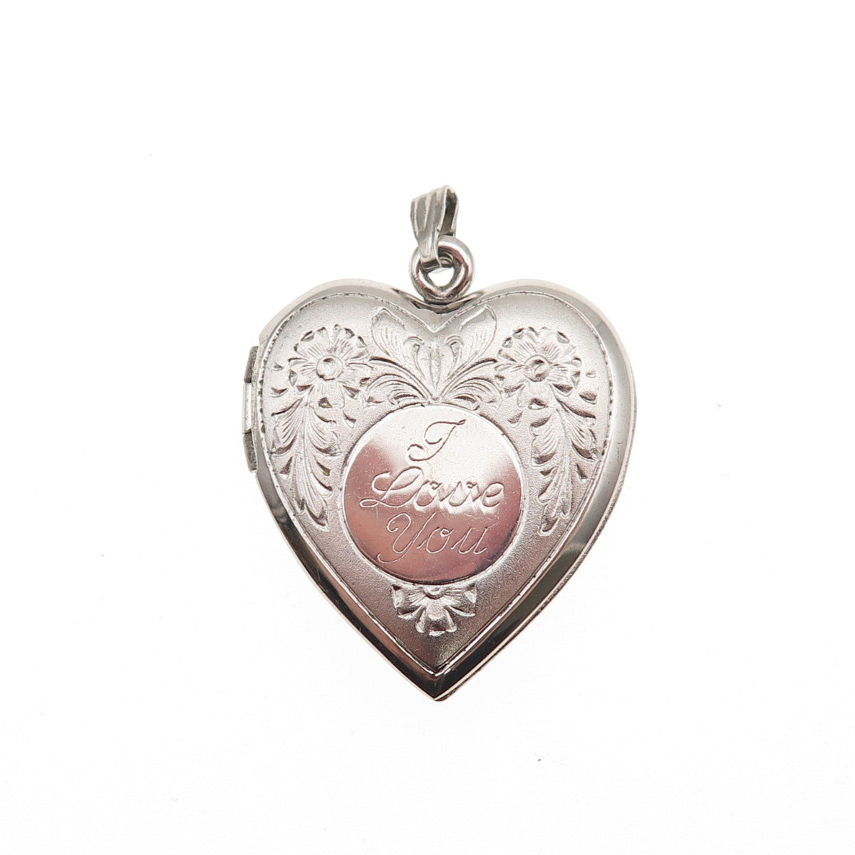 J.M. Fisher 925 Sterling Silver Vintage I Love You Heart Locket Charm Pendant