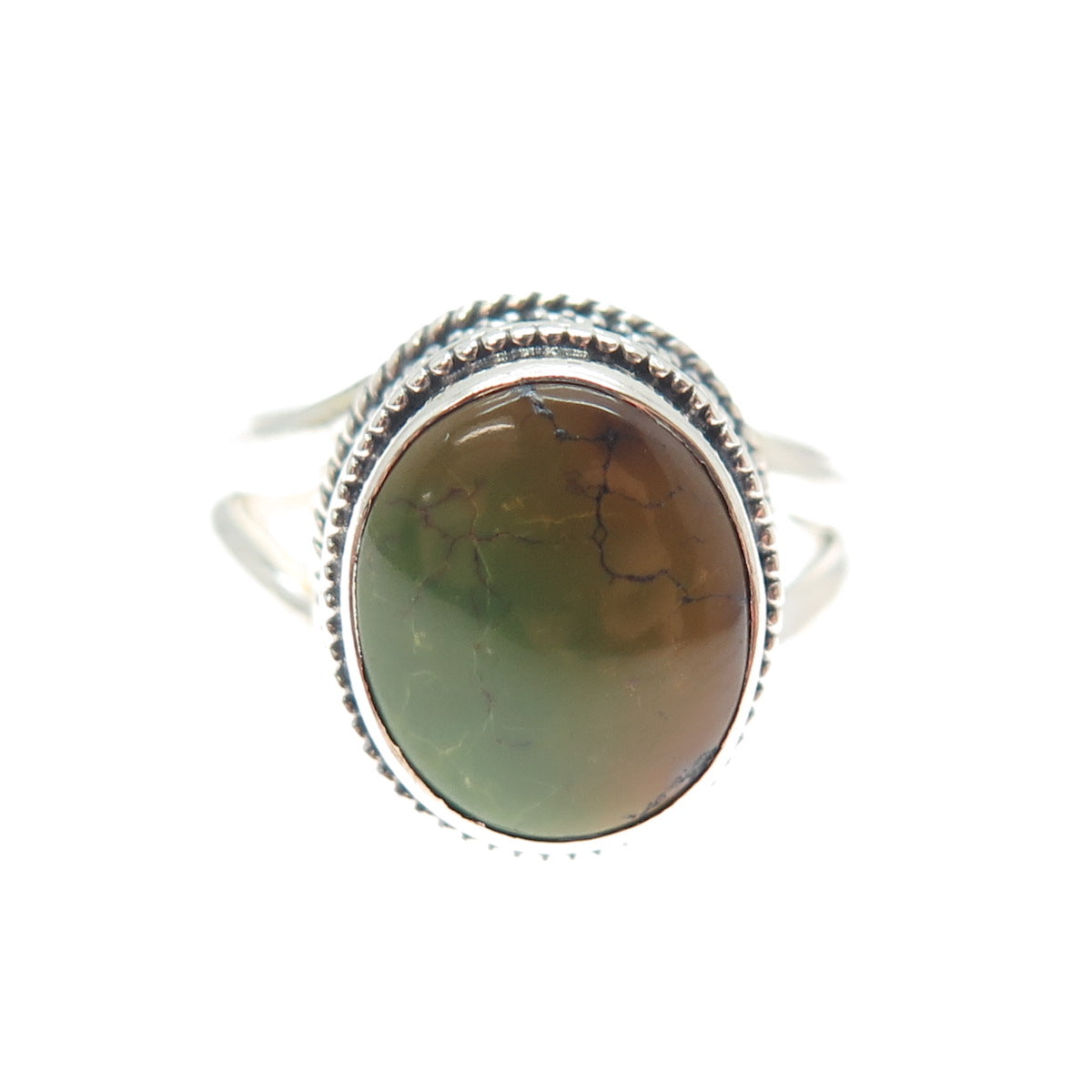 925 Sterling Silver Vintage Real Royston Turquoise Granulated Ring Size 8.25