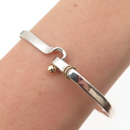 TIFFANY & CO. 925 Sterling Silver 18K Gold Vintage Hook Bangle Bracelet 6.25"